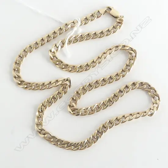 9cT GOLD FLAT CURB LINK NECK CHAIN 18.64gms L.540mm