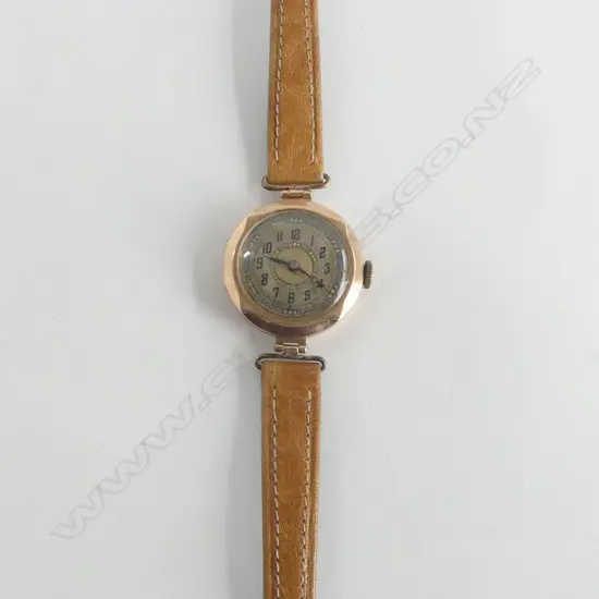 9ct ROSE GOLD 1920's 'UNICORN' LADIES WRIST WATCH apparently running