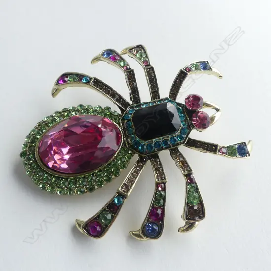OVERSIZE DIAMANTE SPIDER BROOCH