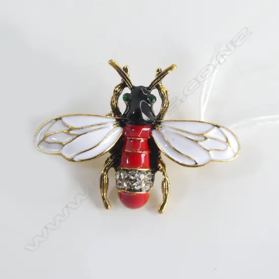 COSTUME ENAMEL & DIAMANTE BEE BROOCH