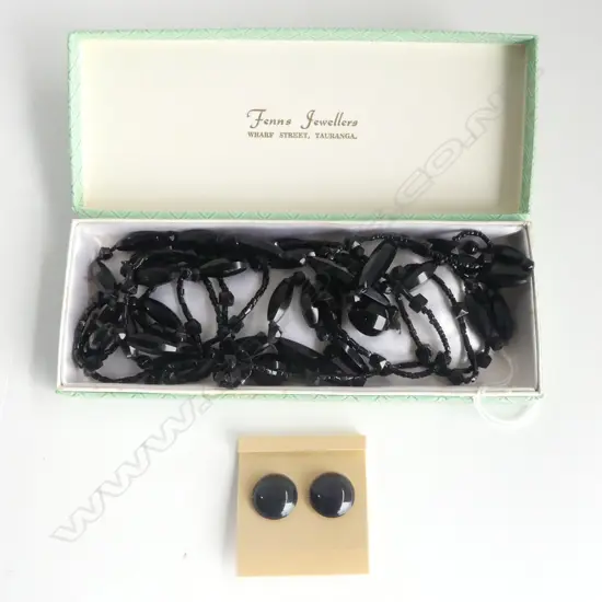 2 LONG FRENCH JET STYLE NECKLACES + PR EARRINGS