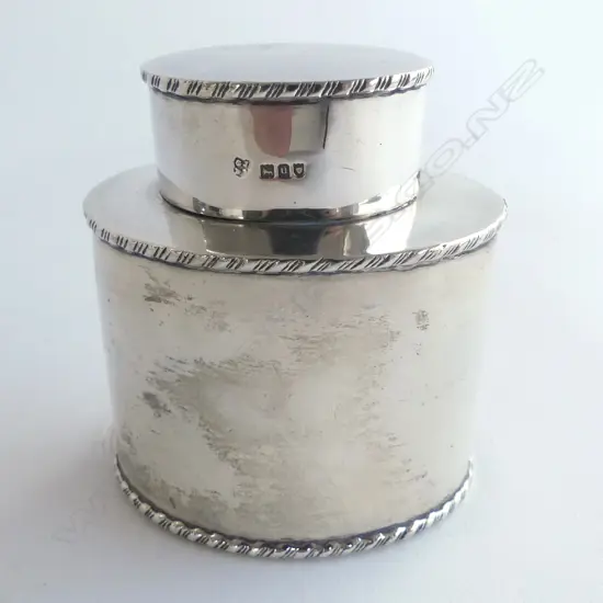 STG SILVER TEA CADDY, LONDON 1915 H.75mm 96gms 