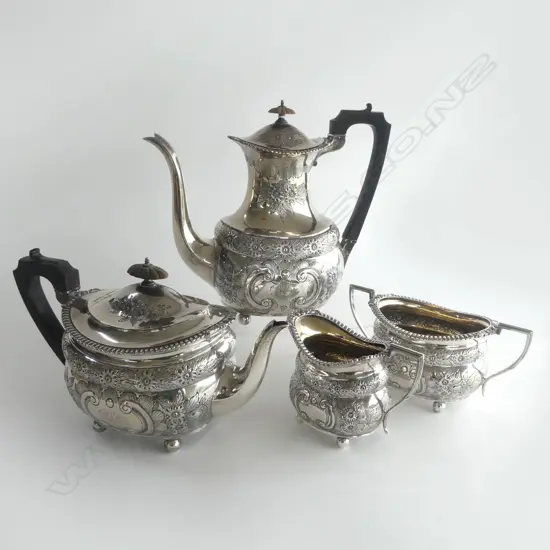 4 PCE STG SILVER TEA / COFFEE SET, B'HAM 1898 2362gms