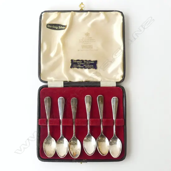 6 STG SILVER TEASPOONS, CASED 50gms