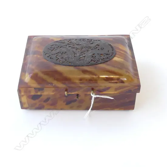 FAUX TORTOISESHELL (CELLULOID) BOX some faults 150x110x65mm
