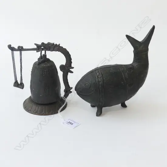 METAL FISH H.180mm & ORIENTAL DRAGON BELL H.145mm