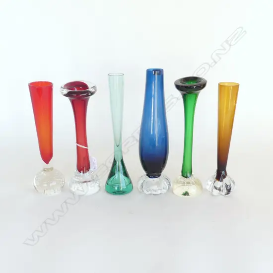 6 RETRO ART GLASS VASES H.220mm