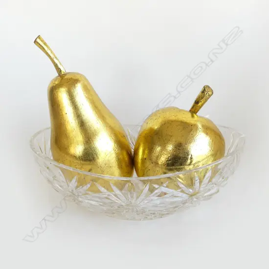 OVOID CRYSTAL BOWL L300MM & 2LARGE DECROTIVE FRUITS