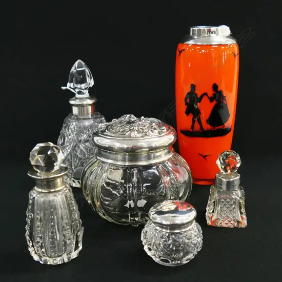 6 STG CAPPPED GLASS CONTAINERS INCL. TANGO GLASS VASE H.160mm