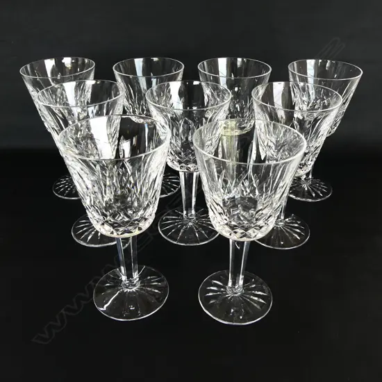 NINE WATERFORD LISMORE WINE GOBLETS