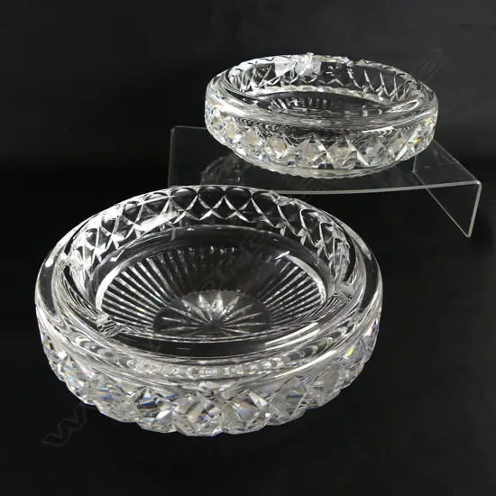 Two Waterford cut crystal ashtrays