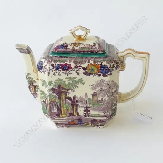 MASON’S LARGE ’IRONSTONE’ TEAPOT FRENCH PARK SCENE HAND PAINTED EXCELLENT CONDITION, L.240MM H.160MM