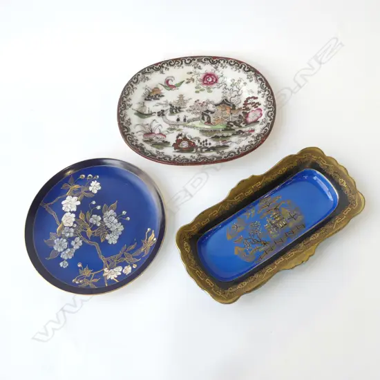VICTORIAN ‘ORIENTAL’ PLATTER, TUNSTALL PAGODA DISH, & CHERRY BLOSSOM PLATE L.235MM-310MM