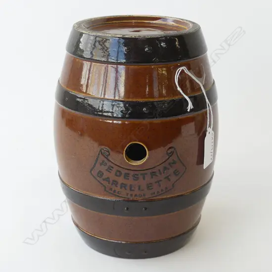 LATE 19TH C DOULTON LAMBETH STONEWARE LIQUOR BARREL ‘PEDESTRIAN BARRELETTE’, L.220MM