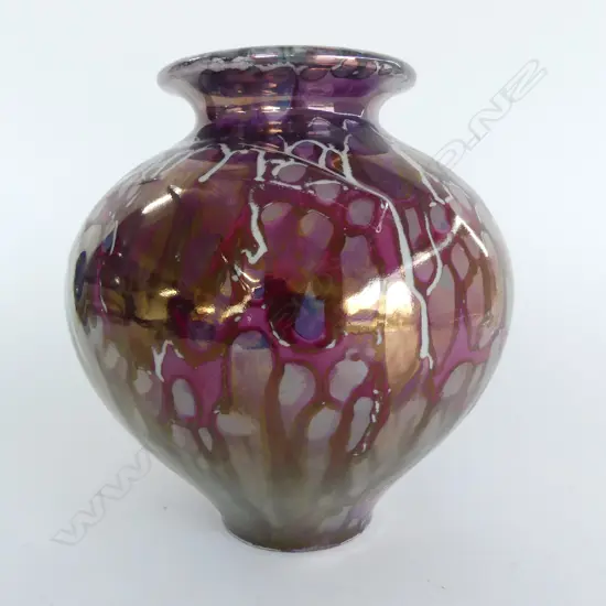 PEGGY LAIRD STUDIO POTTERY PURPLE GLAZED VASE H210MM