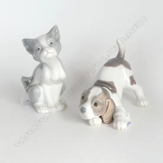 PR LLARDRO; PUPPY DOG & PUSSY CAT H.140mm tallest