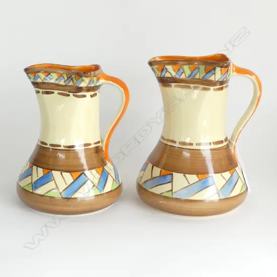 PR MYOTT 1930S HAND PAINTED JUGS H200MM