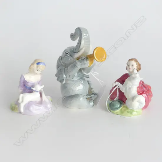 PR ROYAL DOULTON, 'MARY HAD A LITTLE LAMB', 'HOME AGAIN' & GOEBEL W.GERMAN  ELEPHANT w TRUMPET