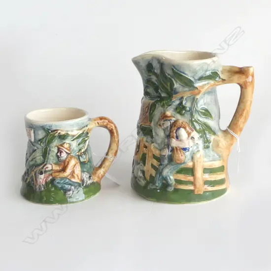 AUSTRALIAN DIANA POTTERY WALTZING MATLDA MUSICAL JUG H200MM & MATCHING MUG REPAIRED