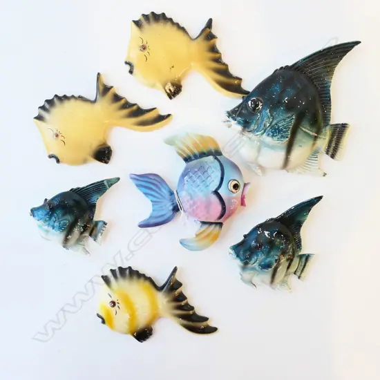 2 SETS OF 3 VINTAGE WALL FISH + 1 EXTRA H.160mm - REPAIRS