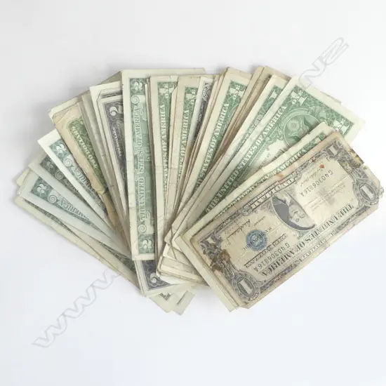 $201 of USA OLD BANK NOTES: 2 X $50 + 30 X $2 + 41 X $1