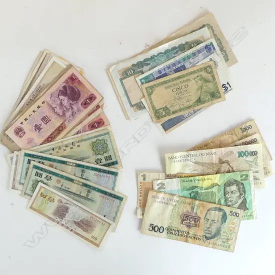 40 ASST. WORLD BANK NOTES, ASIAN & BRAZILIAN