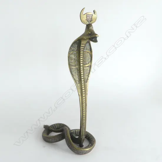 EGYPTIAN BRASS & SILVER DAMACEN REARING COBRA H310MM WW1 VINTAGE