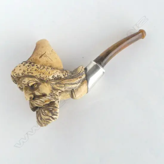 ANTIQUE MEERSCHAUM PIPE BEARDED GENT L80MM