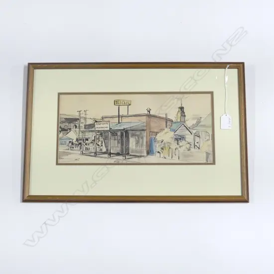 ARTIST UNKNOWN, 'THE OLD TUI CAFE, DUNEDIN' W/C C.1960 155x350mm