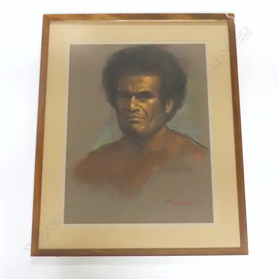 STEPHANIE KOMURO 'TEVITO D. QIO, CHIEF, NADROGA' PASTEL ON BOARD '74, 630x480mm