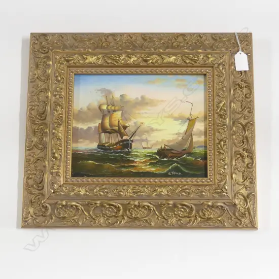 OSCAR PLOEN 'ON THE KATTEGAT' OIL ON BOARD 190x240mm