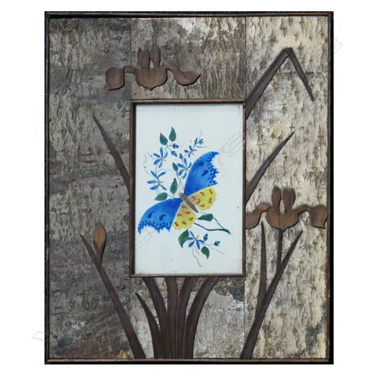 VINTAGE BUTTERFLY W/C IN HANDCRAFTED STANDING FRAME H.290mm x 240mm