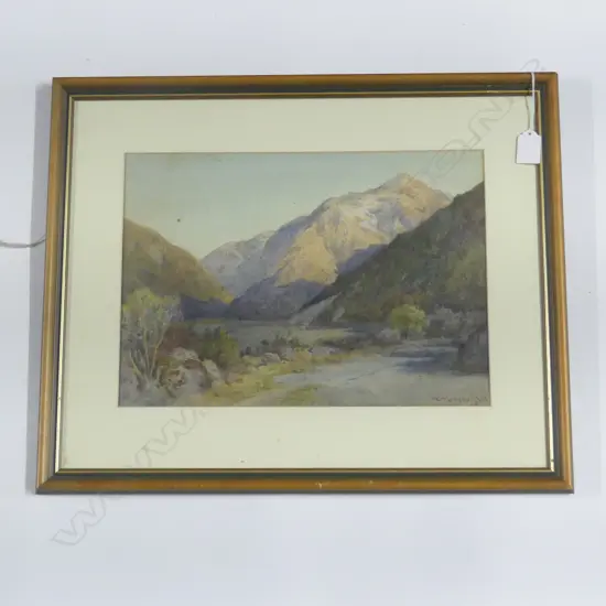 W. MENZIES GIBB (1859-1931) MOUNTAINOUS LANDSCAPE WC 265x375mm