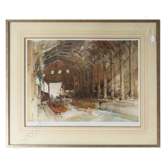 LG RUSSELL FLINT PRINT, NO1 SLIPWAY DEVONPORT, 530x680mm