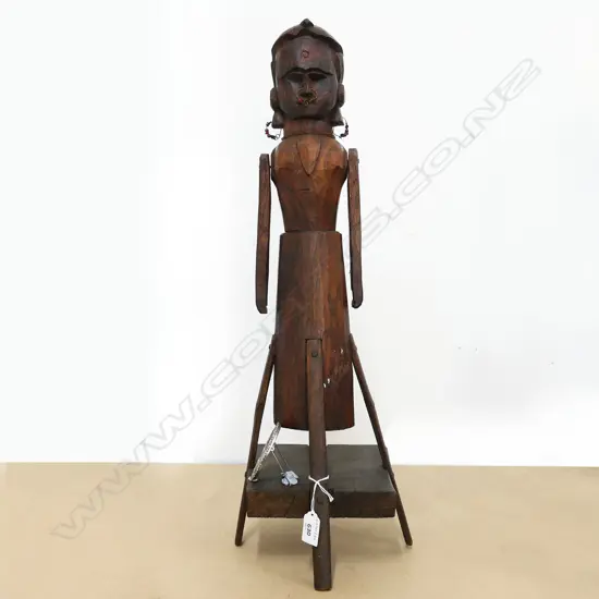 CARVED WOOD VINTAGE ARTICULATED ETHNIC FIGURE H640MM