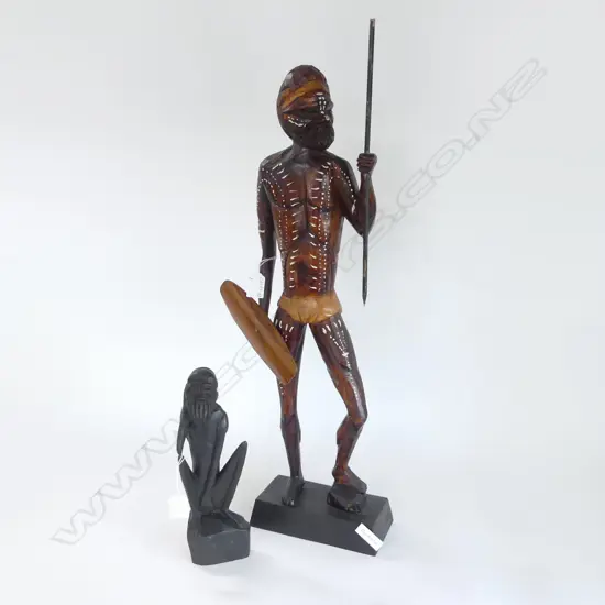 TWO ABORIGINAL WOODEN CARVED SCULPTURES, TALLEST  660MM