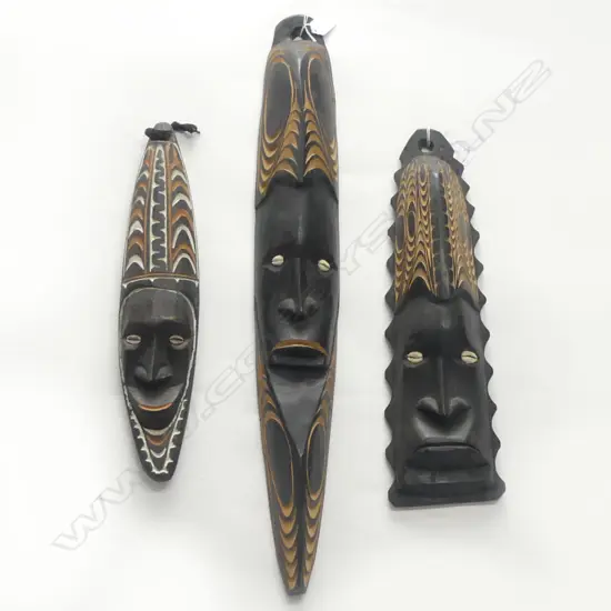 3 ASST P.N.G TRIBAL MASKS LONGEST 710 MM