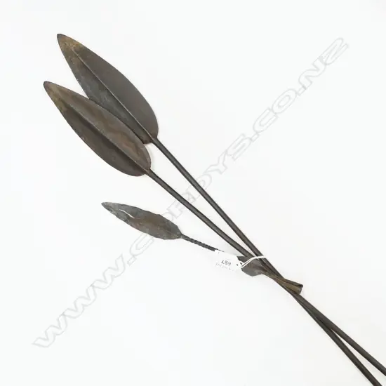 3 AFRICAN STEEL SPEAR SHAFTS L980MM