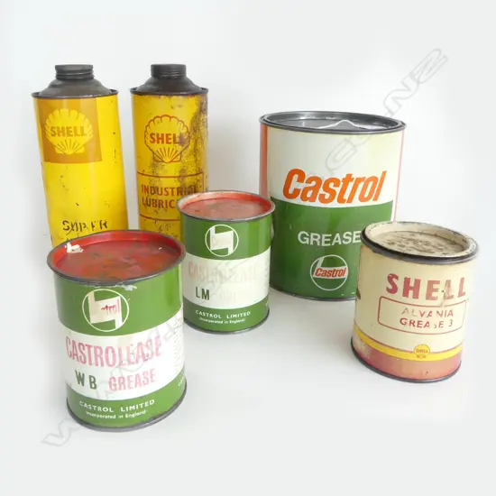 X6 CASTROL & SHELL TINS 