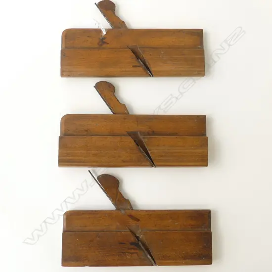 THREE ANTIQUE WOOD WORKING PLANES, L.240MM