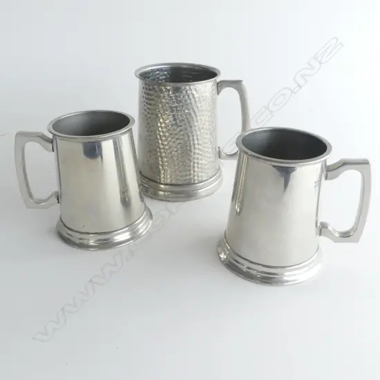 3 QUALITY PEWTER MUGS