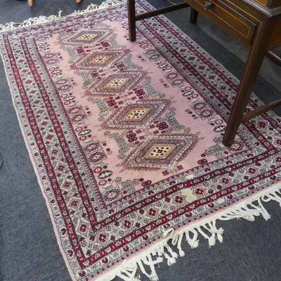HAND KNOTTED PERSIAN RUG PINK TONES L2060mm W1311mm