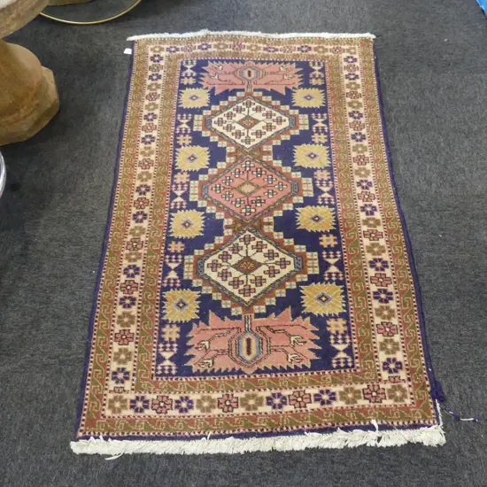 SMALL PERSIAN RUG BLUE AND BROWN L1300mm W760mm