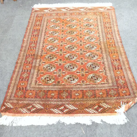 HAND KNOTTED WOOL PILE RUG 1900x1330mm small tear L.30mm