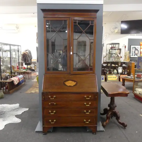 INLAID MAHOGANY BUREAU BOOKCASE 950x260x2030mm