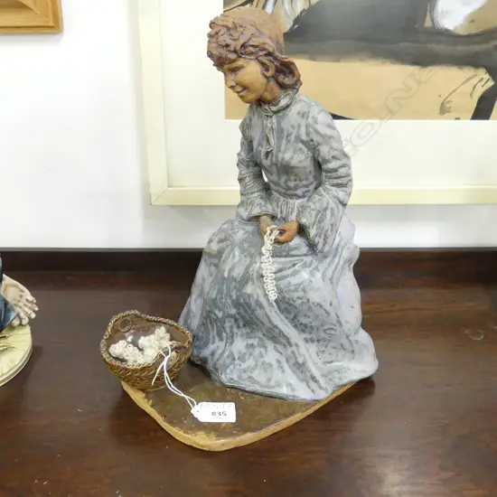 MANNER OF KEN KENDALL; STUDIO POTTERY SPINNER FIGURINE H.330mm