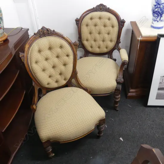 VICTORIAN GRANDMOTHER & GRANDMOTHER CHAIR