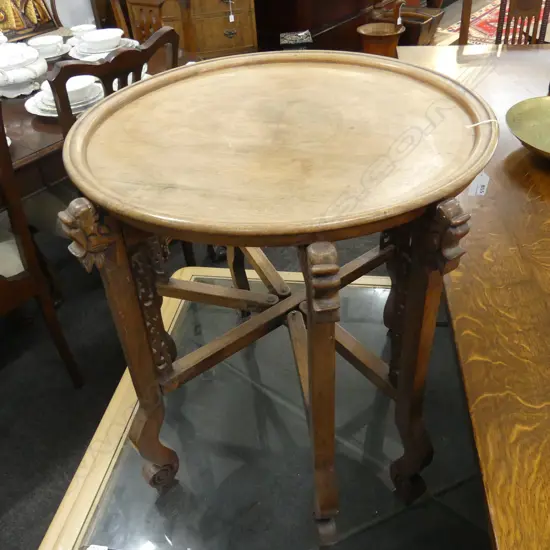 ORIENTAL WOODEN TRAY TABLE 620mm dia