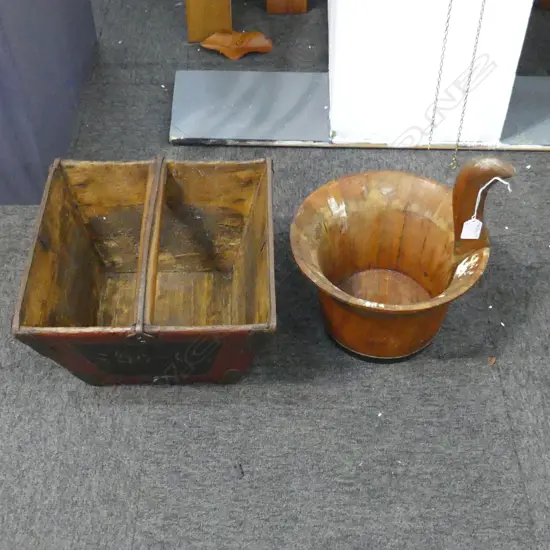 2 ORIENTAL WOODEN CONTAINERS W.330mm