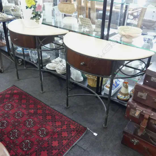 PR DEMILUNE MARBLE TOPPED TABLES 915x385x760mm